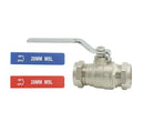 28mm LIGHT PATTERN DUAL LEVER BALL VALVE - 2 SLEEVES RED & BLUE Item No. BFLBVDLP-28