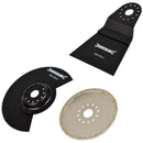 Silverline 3 Piece Multi-Cutter Accessory Kit Tiles Pipes Copper Concrete 609074