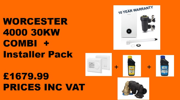 Worcester Greenstar 4000 30 Combi Boiler+Flue+Filter+Installer PACK