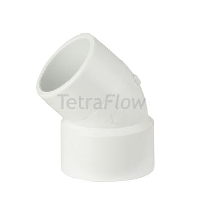 WASTE SOLVENT WELD 40MM 45 DEGREE STREET BEND WHITE